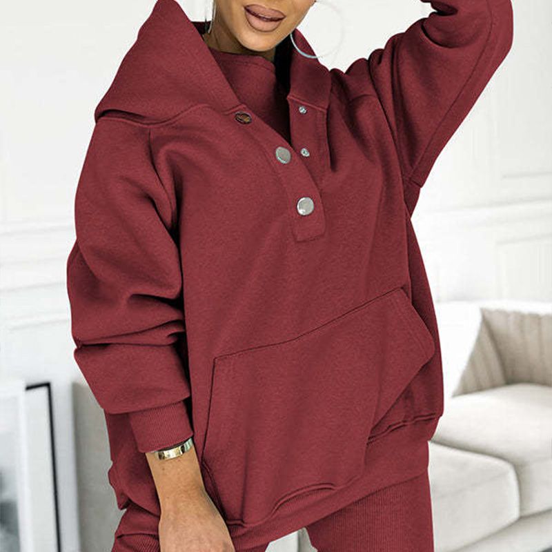 Sportief vrijetijdssweatshirt voor dames met capuchon + slim-fit vest + broek, set van 3
