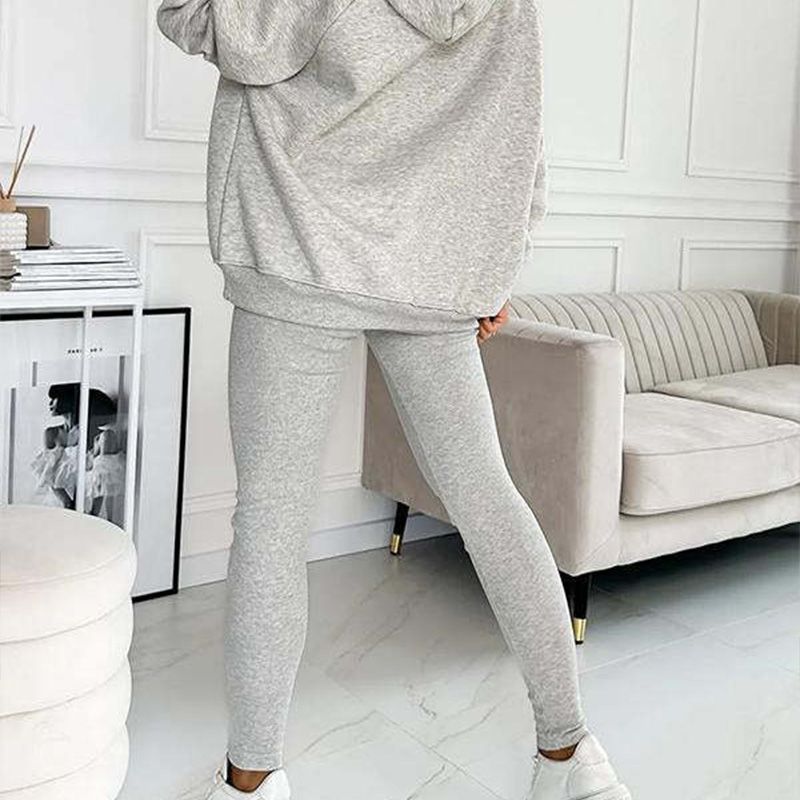 Sportief vrijetijdssweatshirt voor dames met capuchon + slim-fit vest + broek, set van 3